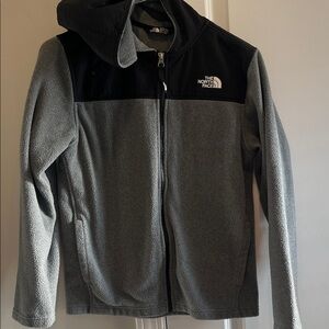 The North Face Black and Gray Hooded Fleece Jacket
